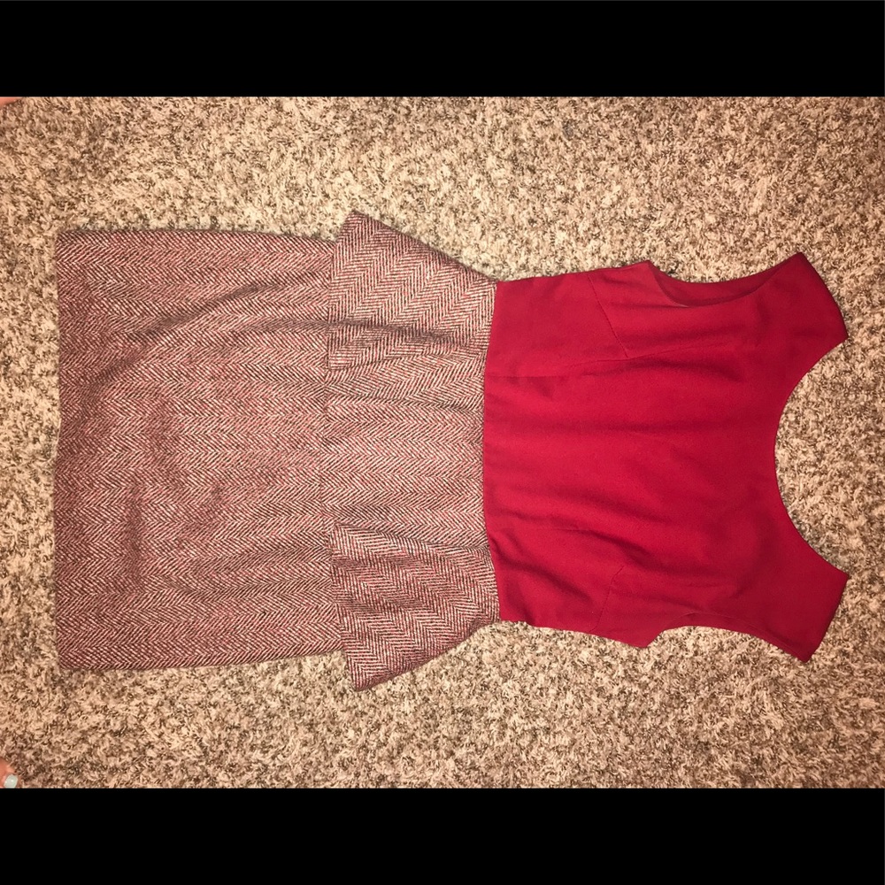 Peplum burgundy dress